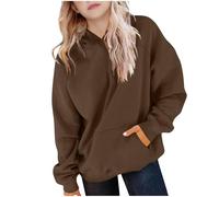 Saxrel Sweat à capuche de sport décontracté à manches longues pour filles, pull d'école de couleur unie avec poche, sweat-shirt pour enfants, chaud pour l'hiver, haut thermique doux, tenue