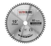 Saxton Scie circulaire à bois TCT Lame à onglet 255 mm x 60 dents x 25,4 mm alésage compatible avec les scies Evolution Rage