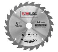 Saxton TCT Lame de scie circulaire à bois 165 mm x 20 mm (anneau 16 mm) x 24 dents Compatible avec Bosch Makita etc