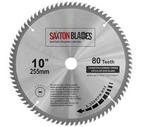 Saxton TCT Lame de scie circulaire à onglets 255 mm x 80T x 25,4 m, dents avec alésage pour scie Evolution Rage