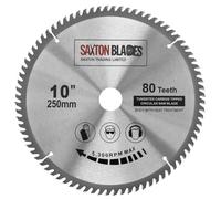 Saxton TCT lame de scie circulaire pour le bois 250 mm x 30 mm x 80 dents compatible avec Bosch, Makita etc convient à 255 mm saws