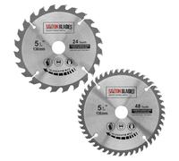 Saxton TCT Lot de 2 lames de scie circulaire à bois 136 mm x 20 mm (anneau de 16 mm) 24 et 48 dents compatibles avec Bosch Makita etc