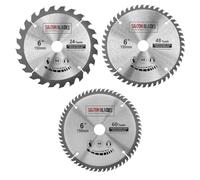 Saxton TCT Lot de 3 lames de scie circulaire 150 mm x 20 mm alésage 24, 48 et 60 dents + anneau de 16 mm et 10 mm Compatible avec Ryobi Bosch Makita Dewalt