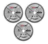 Saxton TCT Lot de 3 lames de scie circulaire à bois 160 mm x 48 dents x 20 mm alésage compatible avec Festool TS55 Bosch Makita
