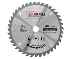 Saxton TCT19040T20B Lame de scie circulaire à bois TCT 190 mm x 20 mm alésage x 40 dents Compatible avec Bosch Makita Dewalt