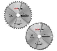 Saxton TCT254MXA Set of 2 254 mm Wood Circular Saw Blades compatible with Bosch, Makita, Dewalt