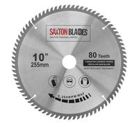 Saxton-TCT25580T-Lame de scie circulaire à bois, 255 x 30 mm, alésage 30 mm, 80 dents pour Bosch Makita Dewalt