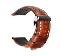 SAXTZDS 18mm - 26mm Bracelet de montre en cuir véritable Bracelet de montre en cuir vintage pour hommes avec fermoir à boucle papillon, Brun clair, 23mm