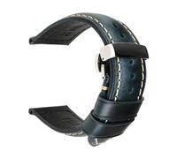 SAXTZDS 18mm - 26mm Bracelet de montre en cuir véritable Bracelet de montre en cuir vintage pour hommes avec fermoir à boucle papillon, Bleu, 20mm
