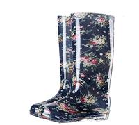 SAXTZDS Bottes de pluie hautes imperméables antidérapantes imprimées en caoutchouc pour femme, Bleu, 40 EU