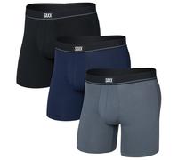Saxx - Essential Cotton Boxer Brief Fly 3-Pack - Sous-vêtement - S - black / turbulence / maritime