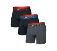 Saxx Underwear - Pack de 3 boxers respirants - Multi-Sport Mesh BB 3pk - Red/Mint/Blue Jagged WB pour Homme - Taille S - Noir Noir S