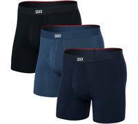 Saxx – Lot de 3 boxers Vibe extra doux pour homme, braguette, denim foncé/bleu marine/noir, Small