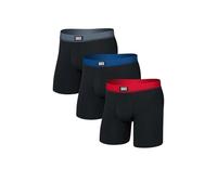 SAXX Underwear Co. Essential Cotton Lot de 3 boxers braguette pour homme, Rouge/bleu marine/turbulence Wb, Medium