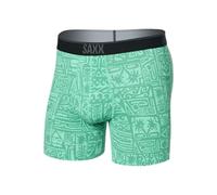 SAXX Underwear Co. Quest Boxer en maille à séchage rapide pour homme avec soutien de poche intégré, vert (Pretty Birdie-Green), taille M, Joli oiseau vert, Medium
