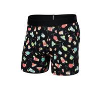SAXX Underwear Co. Sous-vêtements pour homme avec pochette Droptemp en coton rafraîchissant Braguette Happy Hour Noir Taille L