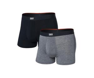Saxx Underwear - Pack de 2 boxers respirants et doux - Vibe Xtra Soft Comfort Trunk Fly Black/Dark Grey Heather 2pk pour Homme - Taille L - Gris Gris L