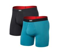 Saxx Underwear - Pack de 2 boxers respirants - Multi-Sport Mesh BB Fly Hydro Blue/Faded Black 2pk pour Homme - Taille XS - Bleu Bleu XS
