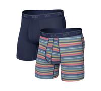 Saxx Underwear - Pack de 2 boxers respirants - Quest Quick-Dry Mesh BB Fly 2pk - Harvest Stripe/Maritime pour Homme - Taille M - Navy Navy M