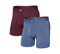 Saxx Underwear - Pack de 2 boxers respirants - Vibe Xtra BB Fly 2pk Maroon/Washed Indigo pour Homme - Taille S - Bordeaux Bordeaux S