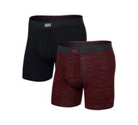 Saxx Underwear - Pack de 2 boxers respirants - Vibe Xtra BB Fly 2pk - Spacedye Stripe/Black pour Homme - Taille XL - Rouge Rouge XL
