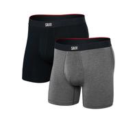 Saxx Underwear - Pack de 2 boxers respirants - Vibe Xtra Soft Comfort BB Fly 2pk Black/Dark Grey Heather - Taille S S