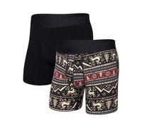 Saxx Underwear - Pack de 2 boxers super respirants en coton - DropTemp Cooling Cotton BB Fly 2pk Caribou/Black pour Homme en Coton - Taille XL - Noir Noir XL