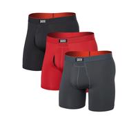 Saxx Underwear - Pack de 3 boxers respirants - Multi-Sport Mesh BB 3pk - Sunset Red/Trblnce/FD Blk pour Homme - Taille S - Rouge Rouge S