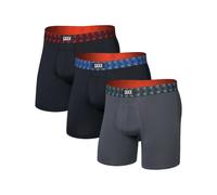 Saxx Underwear - Pack de 3 boxers respirants - Multi-Sport Mesh BB Fly Red/Mint/Blue Jagged WB 3pk pour Homme - Taille L - Noir Noir L
