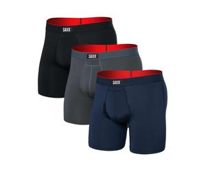 Saxx Underwear - Pack de 3 boxers respirants - Multi-Sport Mesh BB Fly Turbulence/Navy/Black 3pk pour Homme - Taille XS - Gris Gris XS