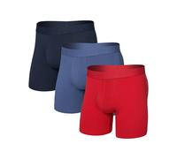 Saxx Underwear - Pack de 3 boxers super respirants en coton - DropTemp Cooling Cotton BB Fly 3pk - Red/Indigo/Dark Ink pour Homme en Coton - Taille L Bleu L