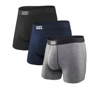 Saxx Underwear sous-vêtement Homme - Boxer Vibe Ultra Doux avec Support Pouch Intégré - sous-vêtement Daytripper pour Homme, Pack de 3, Noir/Gris/Bleu Marine, XS
