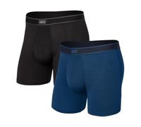 Saxx Underwear sous-vêtements pour Homme - Caleçons pour Homme Daytripper - Boxers Stretch avec Support Pouch Intégré - Pack de 2, Noir/Bleu Électrique Heather, L