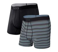 Saxx Underwear sous-vêtements pour Homme - Caleçons Quest SÉCHAGE Rapide Tissu pour Homme - Boxers Stretch avec Support Pouch Intégré - Pack de 2,Sunrise Stripe/Noir,S
