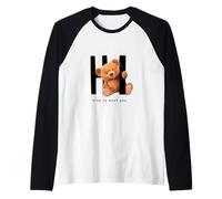 Say Hi Nice to Meet You, Lovely Teddy Bear Graphic Designs Manche Raglan