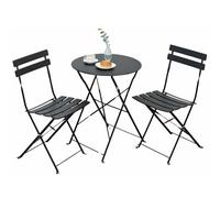 SAYA KIJI Ensemble bistrot pliable 3 pièces pour intérieur/extérieur, 2 chaises et 1 table, résistant aux intempéries, pour extérieur/intérieur, noir