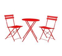 SAYA KIJI Ensemble bistrot pliable 3 pièces, pour intérieur/extérieur, 2 chaises et 1 table, résistant aux intempéries pour intérieur/extérieur, rouge