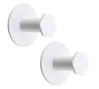 SAYAYO Crochet Adhésif Mural en SUS304 Acier Inoxydable, Crochet Muraux Patère sans Percage Salle de Bain, Accroche Serviette Porte Manteau pour Chambre Cuisine Entrée, 2 Pcs Blanc