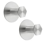 SAYAYO Crochet Adhesif Mural Patère pour Salle de Bain, Accroche Serviette sans Percage en SUS304 Acier Inoxydable, Crochets Muraux pour Chambre Cuisine Entrée, 2 Pcs Brossé