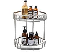 SAYAYO Étagère de Douche à 2 Niveaux pour Salle de Bain, Rangement Douche Étagère D'angle en SUS304 Acier Inoxydable pour Bouteilles de Shampoing Gel, Finition Chrome Polie, EG7162