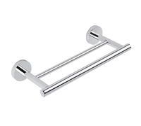 SAYAYO Porte-Serviettes de Salle de Bain Double Barres Anneau Porte Serviette Mural, Support Serviettes Chrome Poli en Acier Inoxydable SUS304 Fixé au Mur Longueur 30CM, EGYT3002-C