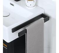 SAYAYO Porte Support Serviette sans Perçage Salle de Bain, 30CM Noir Mat | Porte Serviette Mural à Coller Adhésif en SUS304 Acier Inoxydable, Porte Torchon Cuisine Towel Rail Design Moderne