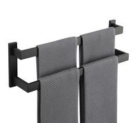 SAYAYO Robuste Porte Serviette Lourd Mural à 2 Niveaux en 304 Acier Inoxydable, Barre de 10mm D’épaisseur Anti-Flexion, Support Porte-Serviettes Antirouille pour Salle de Bain, 50CM Noir Mat