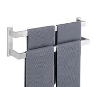 SAYAYO Robuste Porte Serviette Lourd Mural à 2 Niveaux en 304 Acier Inoxydable, Barre de 10mm D’épaisseur Anti-Flexion, Support Porte-Serviettes Antirouille pour Salle de Bain, 50CM Brossé