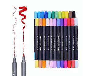 SAYEEC Paquet de 24 marqueurs de couleur à double pointe souple Effet aquarelle Mieux adaptés pour adultes Pour coloriage de livres/manga/bandes dessinées/calligraphie