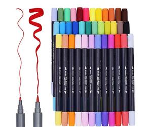 SAYEEC Paquet de 36 marqueurs de couleur à double pointe souple Effet aquarelle Mieux adaptés pour adultes Pour coloriage de livres/manga/bandes dessinées/calligraphie