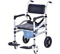 SAYEYBU Chaise De Douche avec Cadre en Aluminium, Roues 360° SûRes Et Lisses, avec Blocage, SièGe en Alliage RéGlable en Hauteur, Fauteuil Roulant De Salle De Bain,B,O Type
