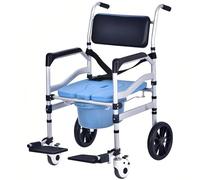 SAYEYBU Chaise De Douche avec Cadre en Aluminium, Roues 360° SûRes Et Lisses, avec Blocage, SièGe en Alliage RéGlable en Hauteur, Fauteuil Roulant De Salle De Bain,A,O Type