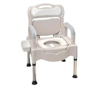 SAYEYBU Chaise PercéE De Chevet, Toilettes Portables pour Adultes, Abattant De Toilettes De 40 Cm avec PoignéEs, Hauteur RéGlable, Convient Aux Personnes HandicapéEs,Blanc,Hard Padding