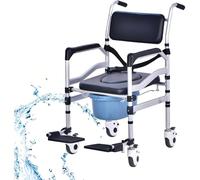 SAYEYBU Chaise PercéE RéGlable en Hauteur, Chaise PercéE à roulettes, Tabouret De Douche Pliable Et Mobile, SièGe Ergonomique, pour Personnes âGéEs Et HandicapéEs,O Type